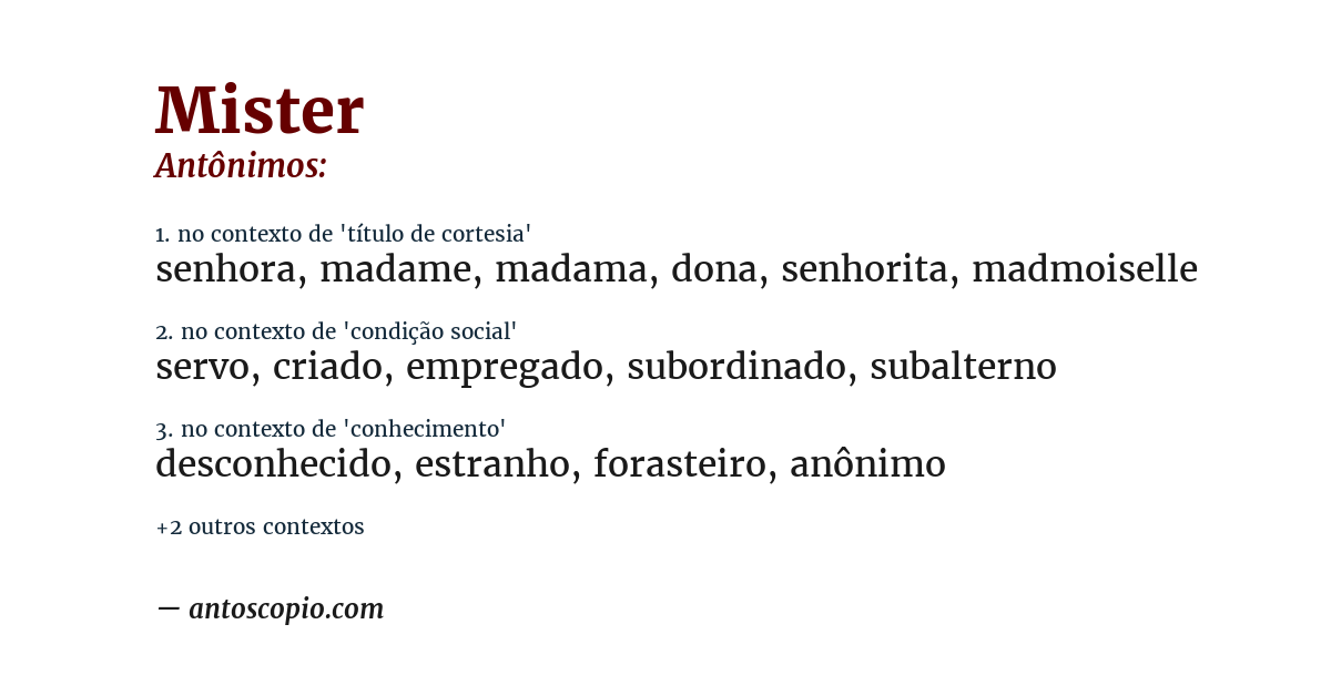 Antônimo de mister