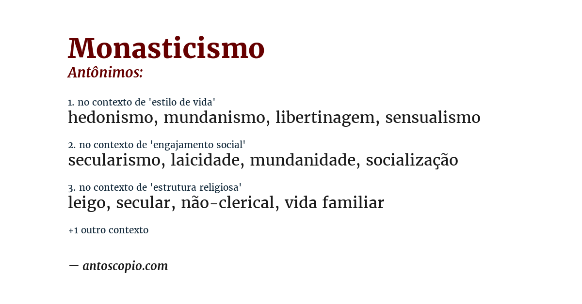 Antônimo de monasticismo