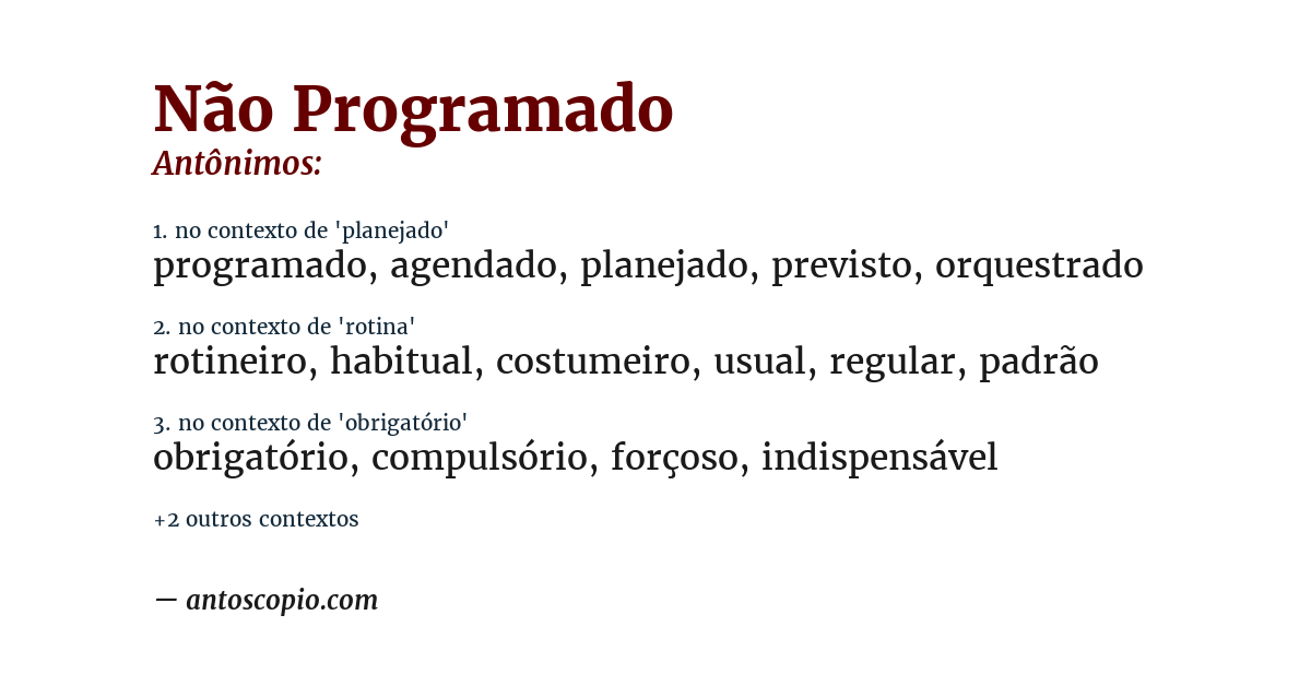 Antônimo de não programado