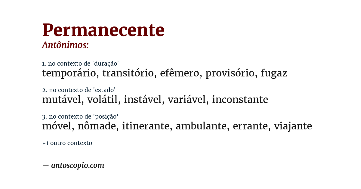 Antônimo de permanecente