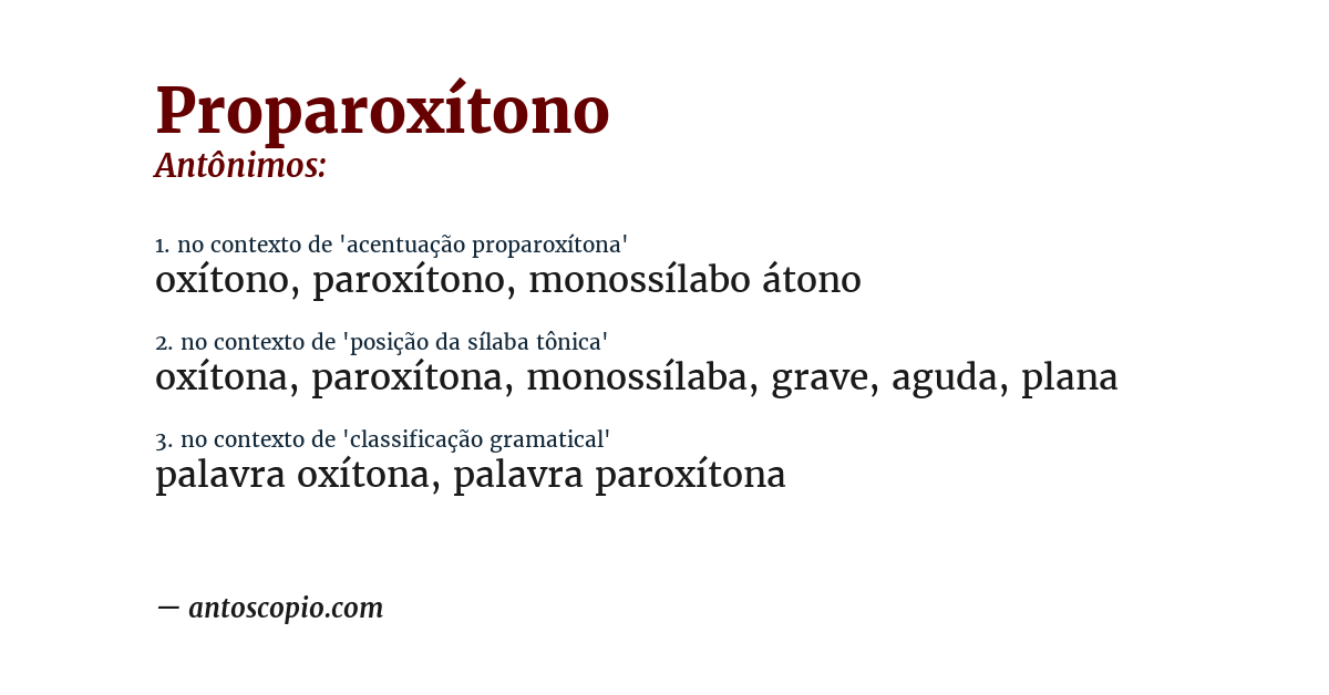 Antônimo de proparoxítono