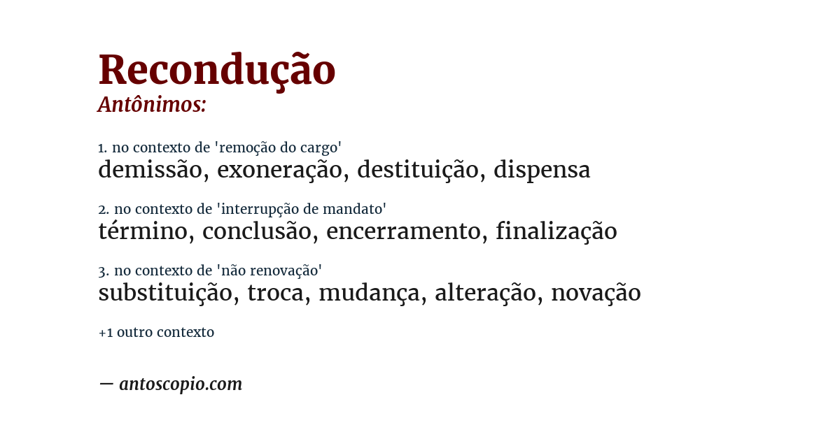 Antônimo de recondução