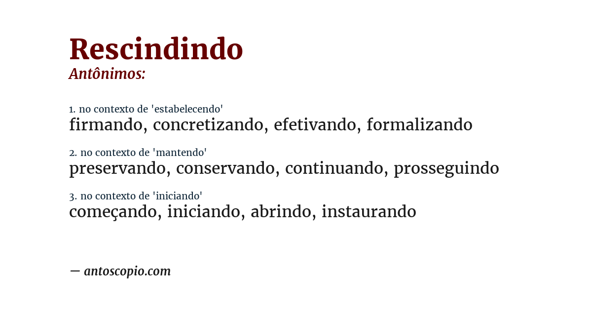 Antônimo de rescindindo