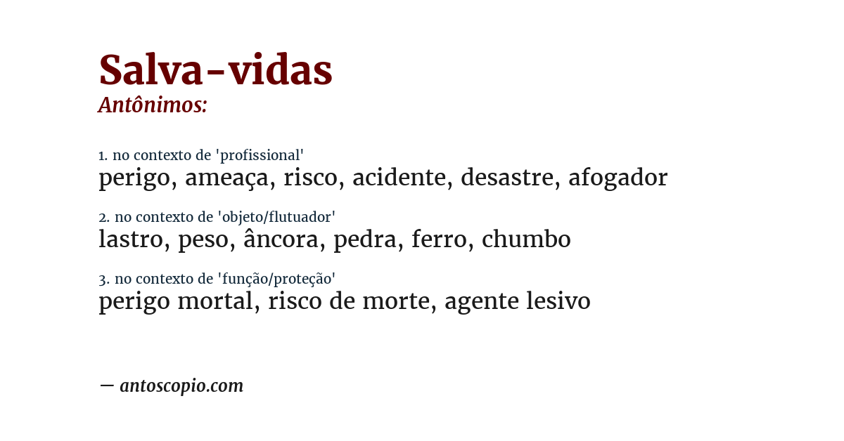 Antônimo de salva-vidas