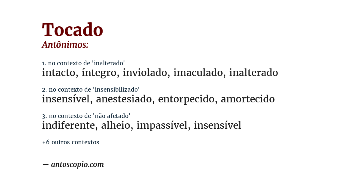 Antônimo de tocado