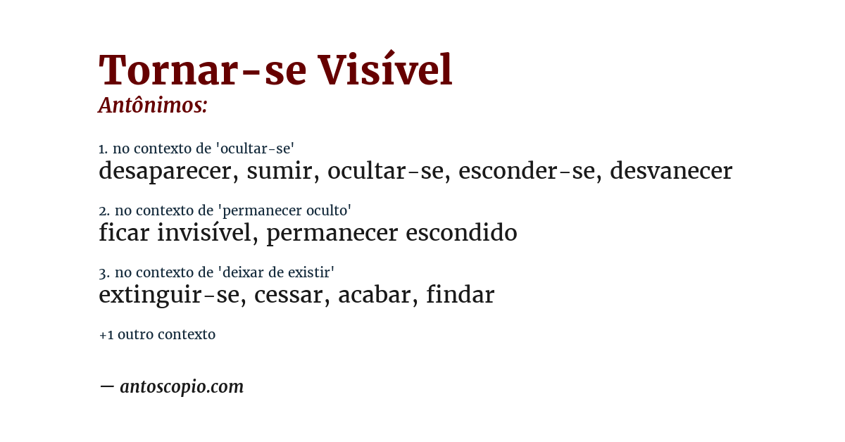 Antônimo de tornar-se visível