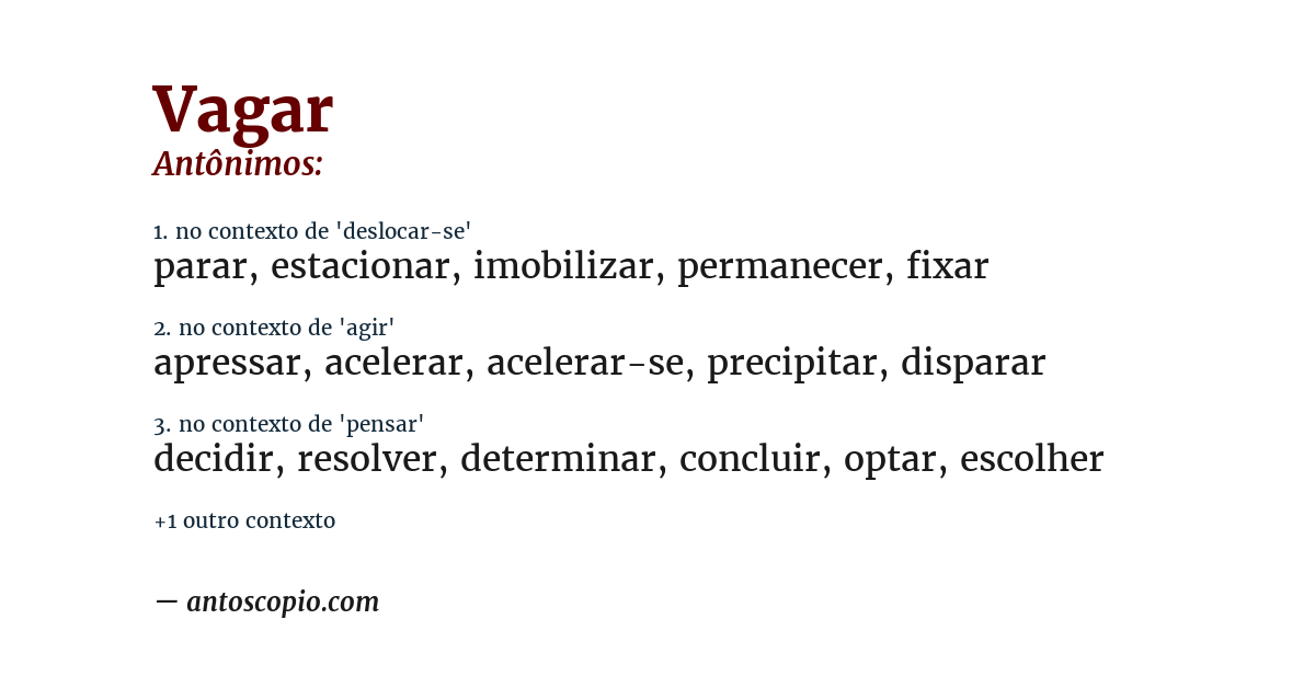 Antônimo de vagar