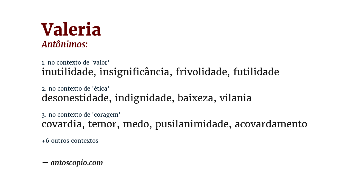 Antônimo de valeria
