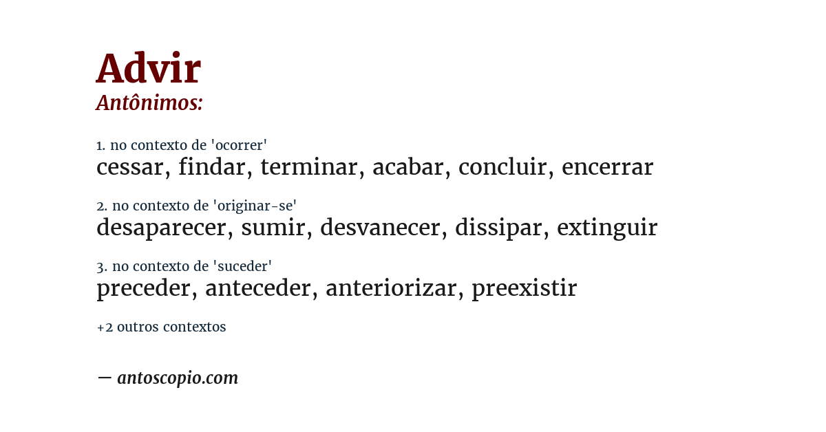 Antônimo de advir