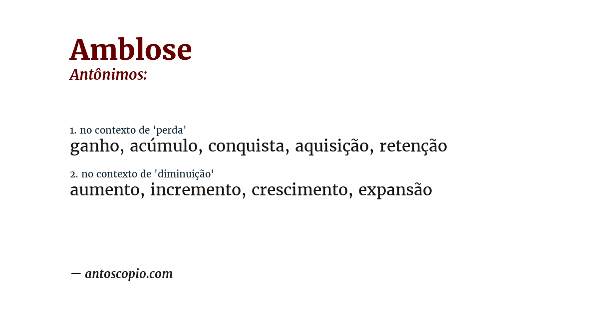 Antônimo de amblose