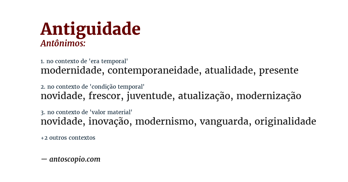Antônimo de antiguidade