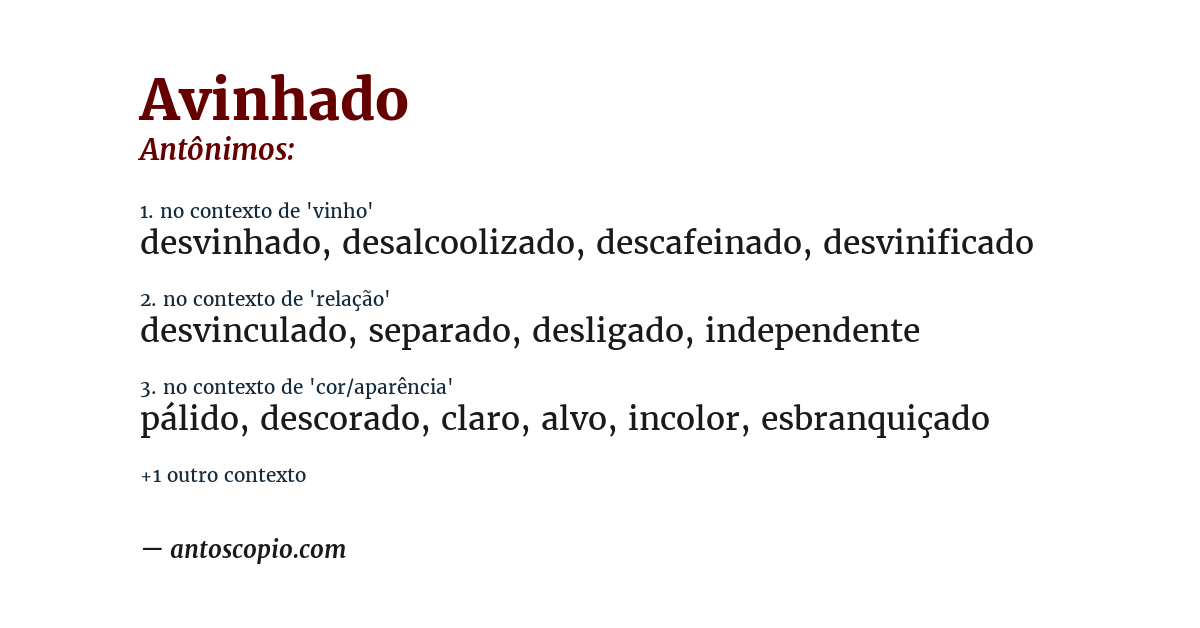 Antônimo de avinhado