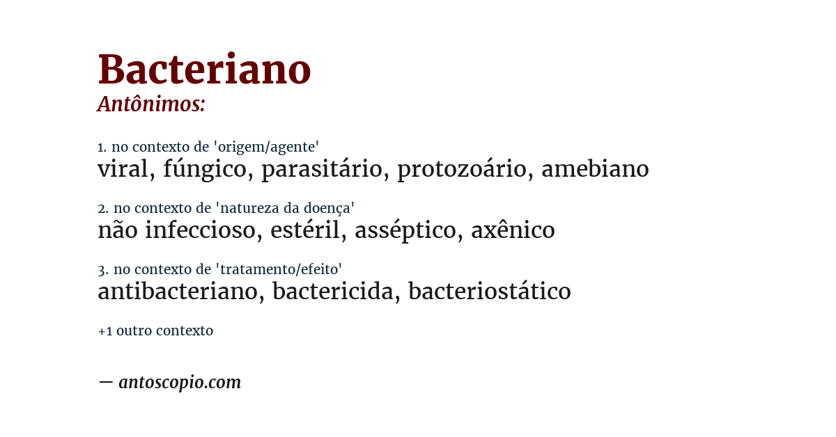 Antônimo de bacteriano