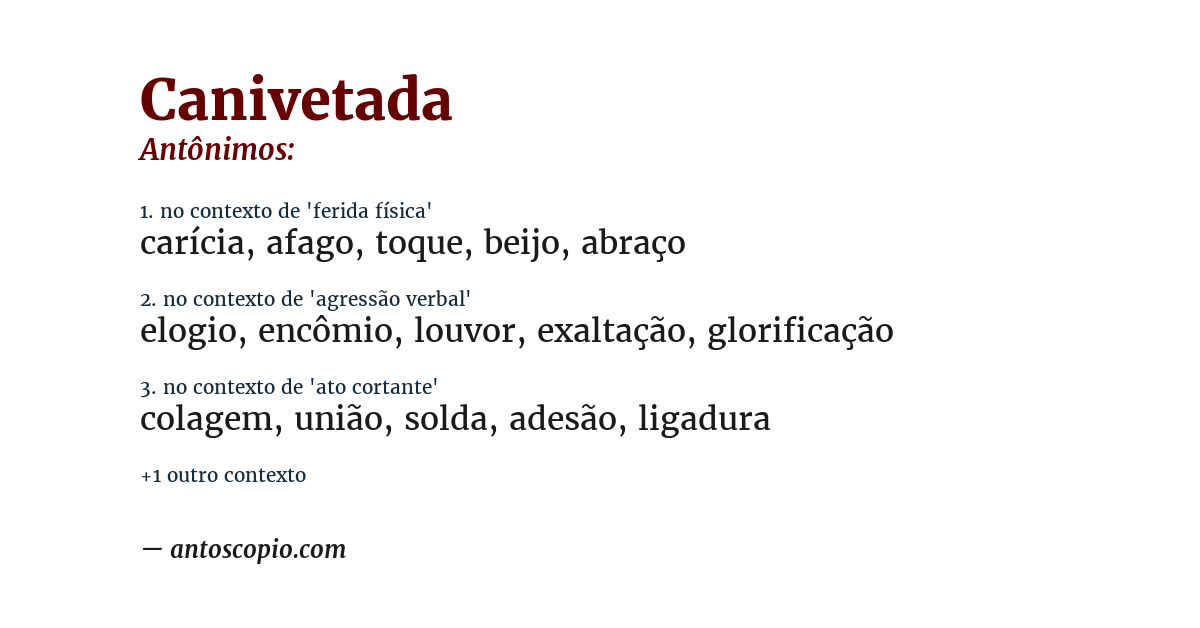 Antônimo de canivetada