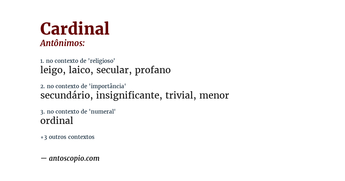Antônimo de cardinal