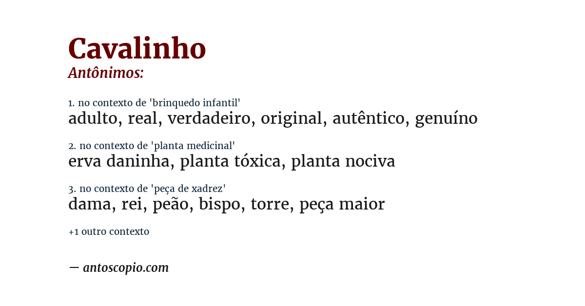 Antônimo de cavalinho