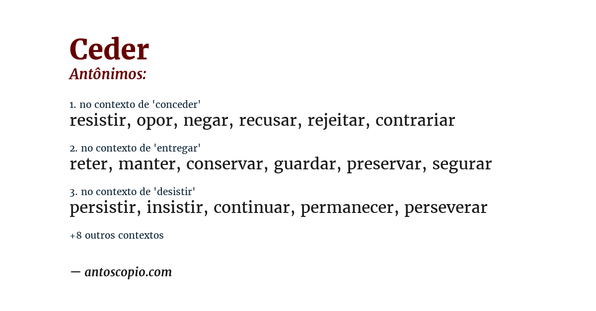 Antônimo de ceder