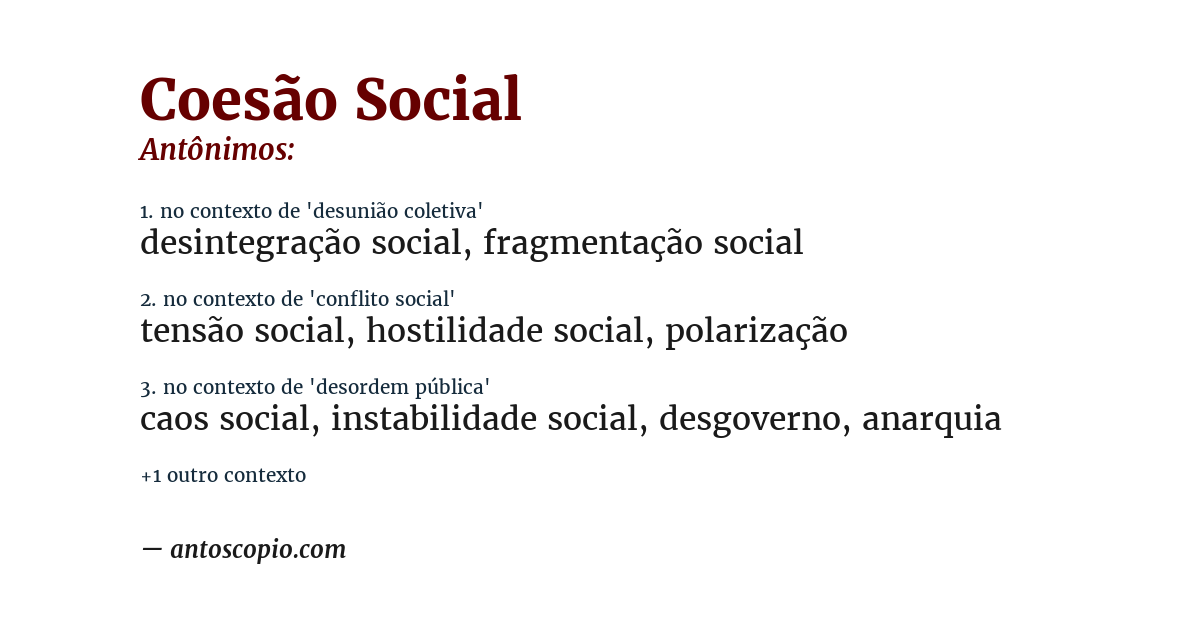 Antônimo de coesão social