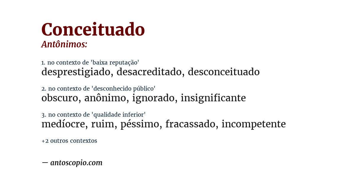Antônimo de conceituado