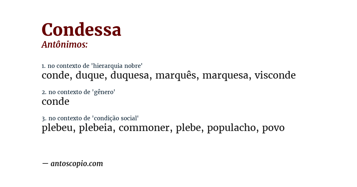 Antônimo de condessa