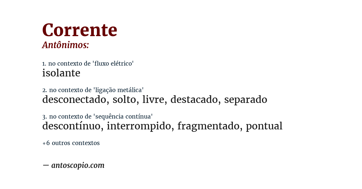 Antônimo de corrente