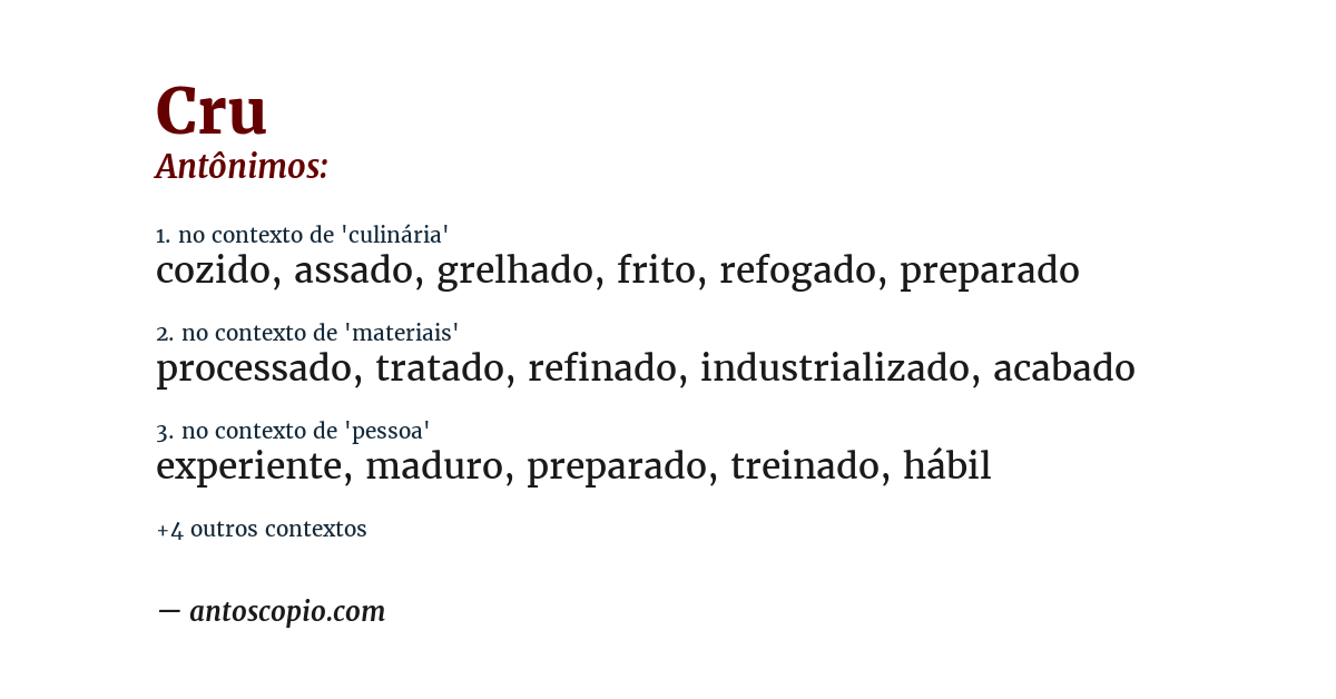 Antônimo de cru