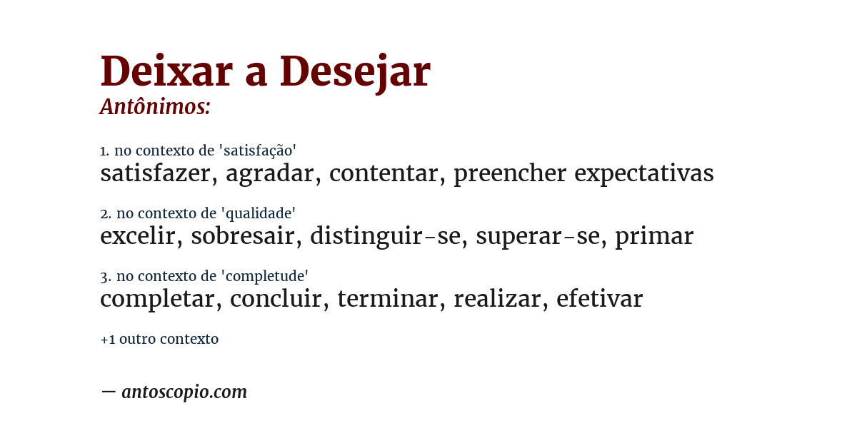 Antônimo de deixar a desejar