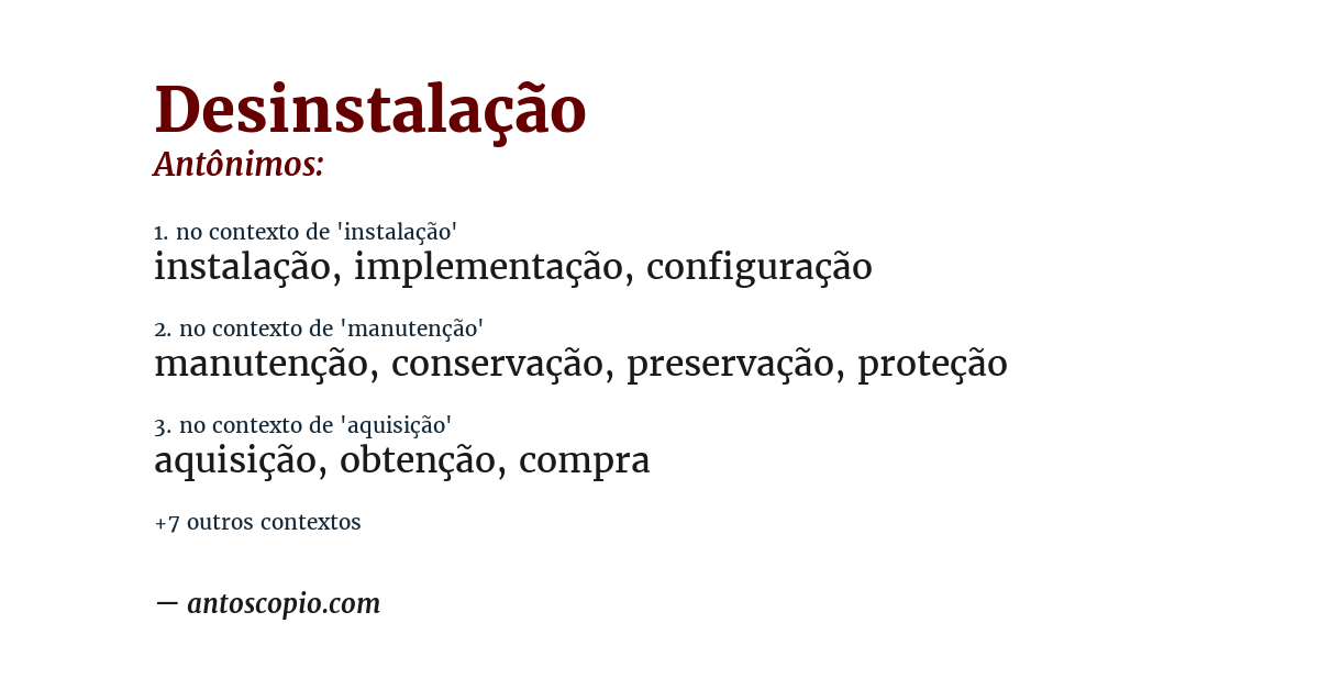 Antônimo de desinstalação