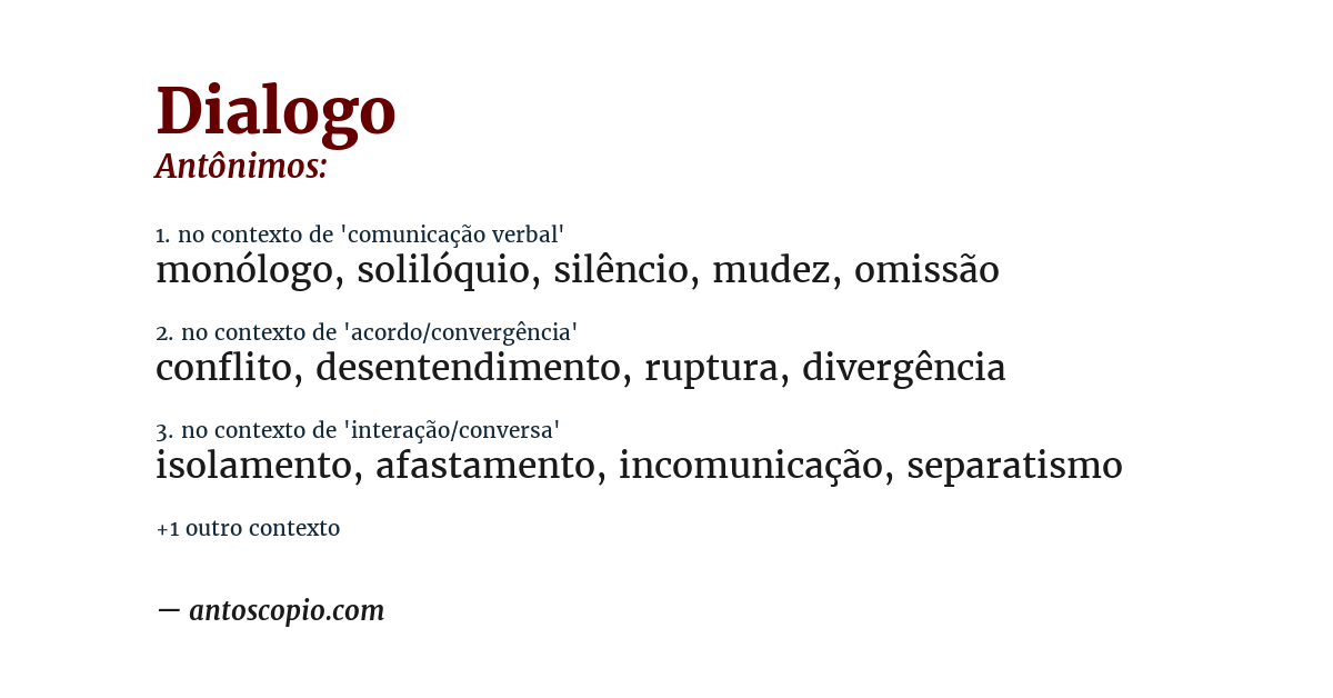 Antônimo de dialogo