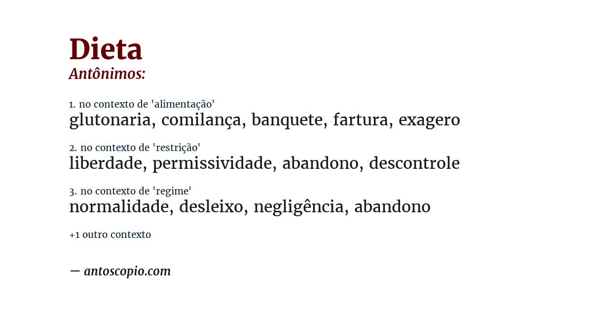 Antônimo de dieta