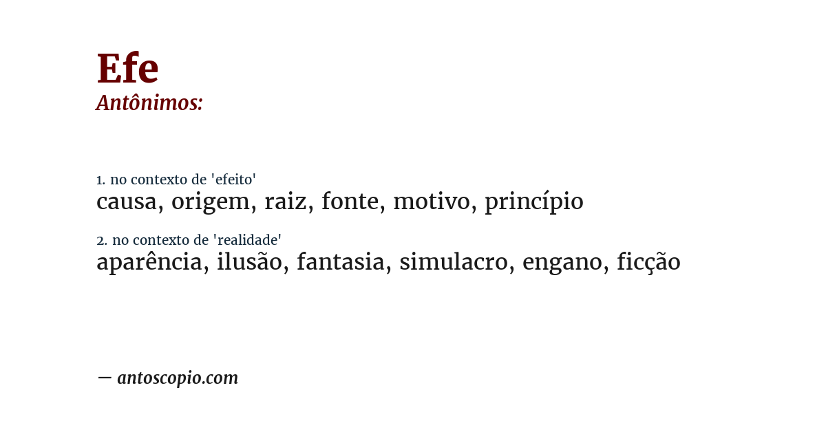 Antônimo de efe