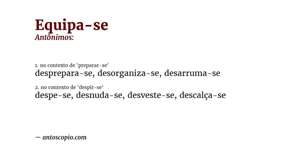 Antônimo de equipa-se