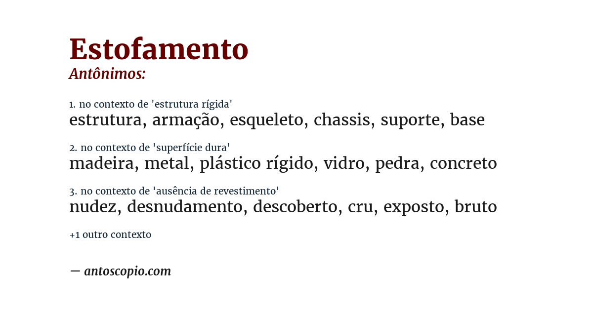 Antônimo de estofamento