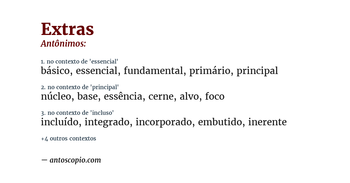 Antônimo de extras