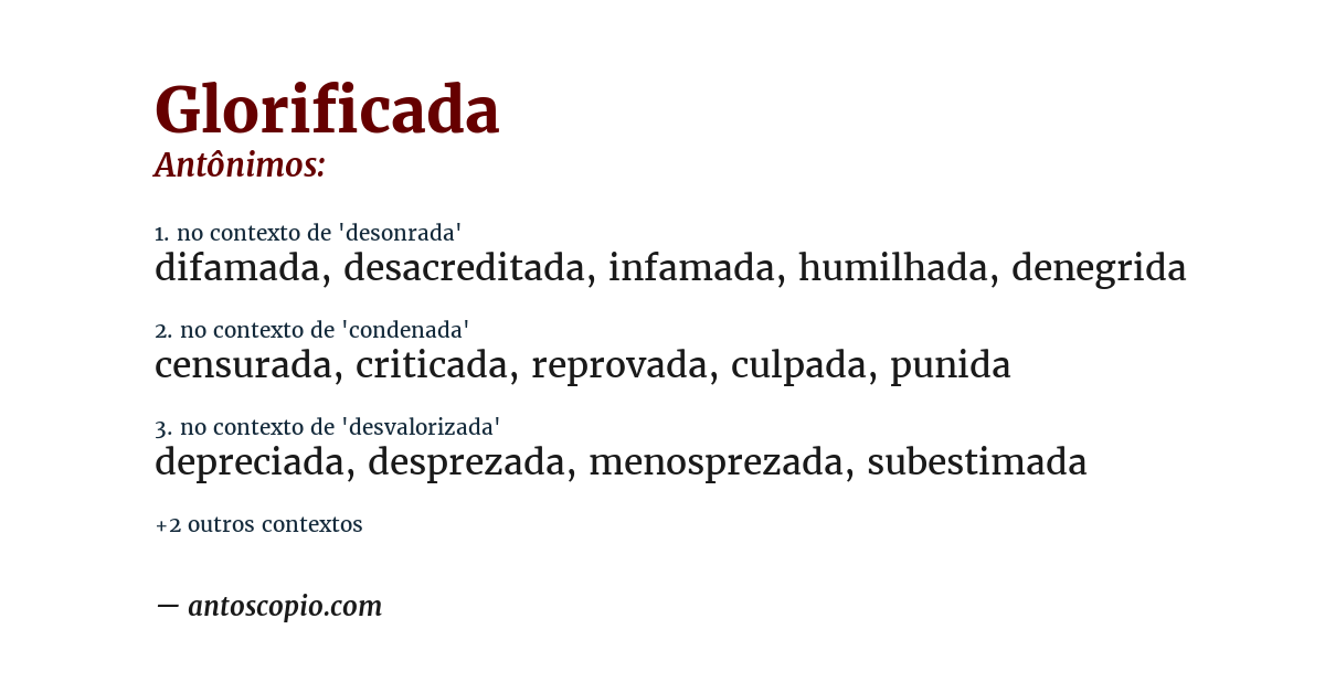 Antônimo de glorificada