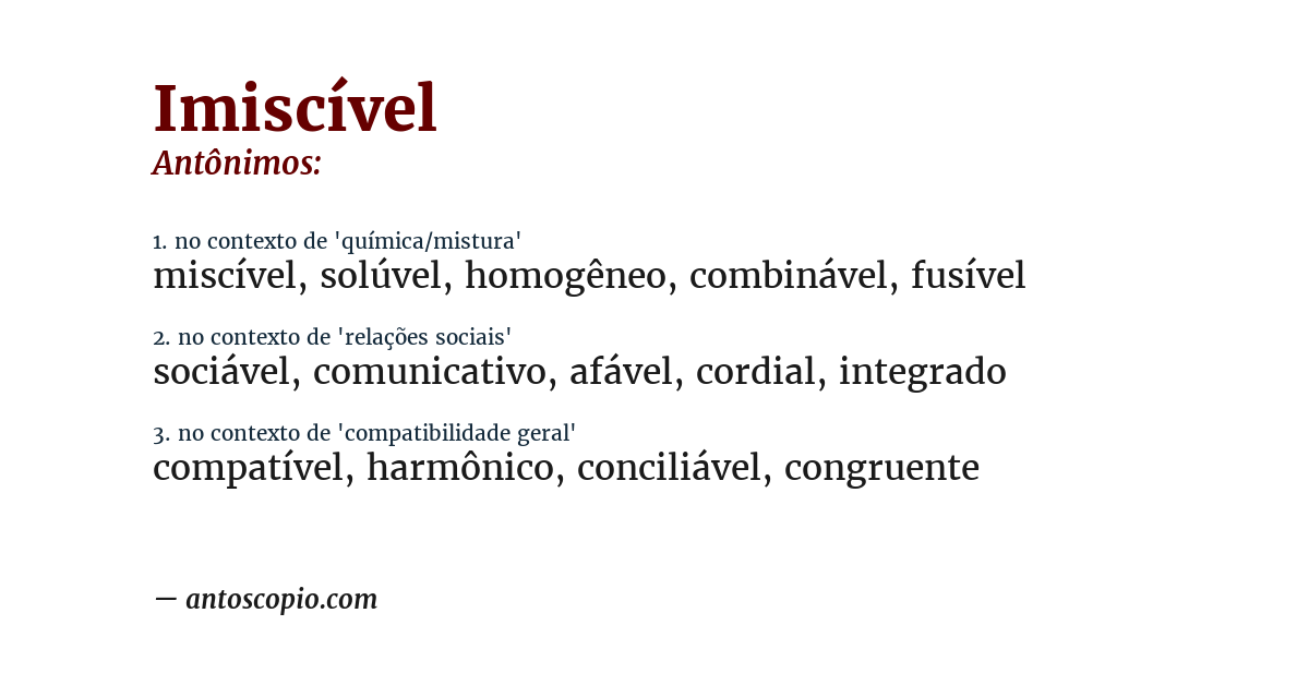 Antônimo de imiscível