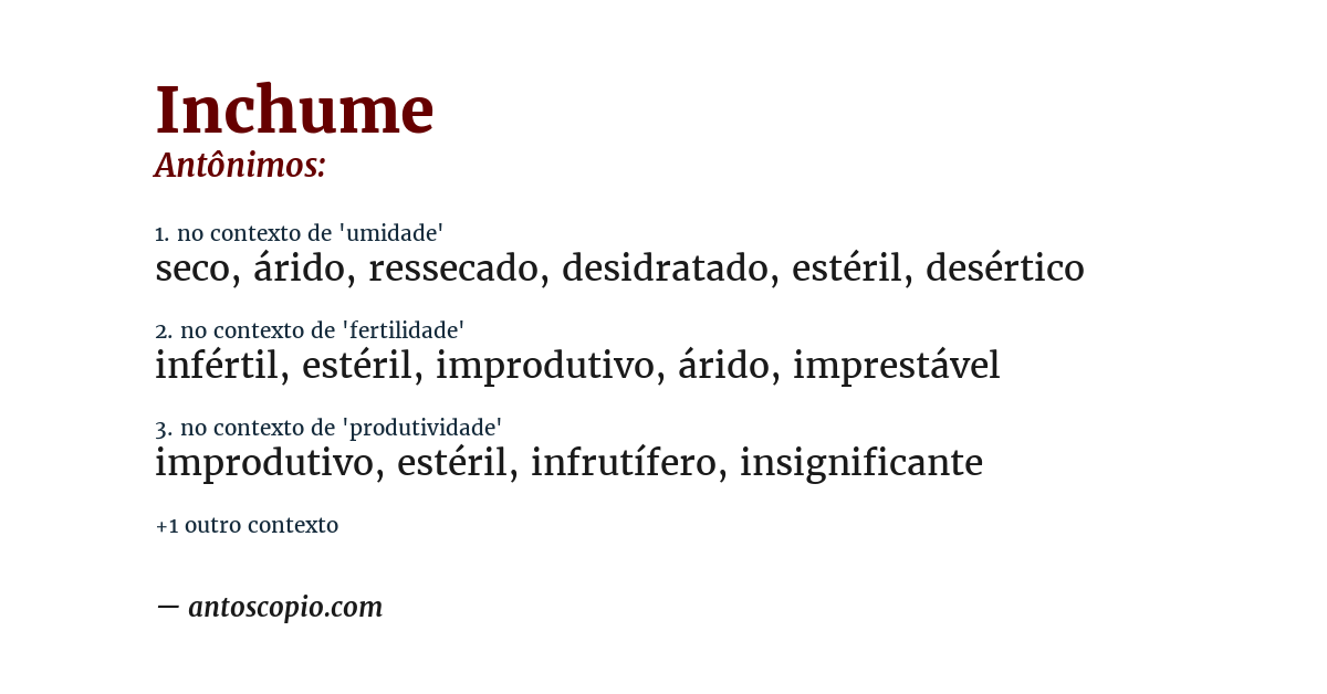 Antônimo de inchume