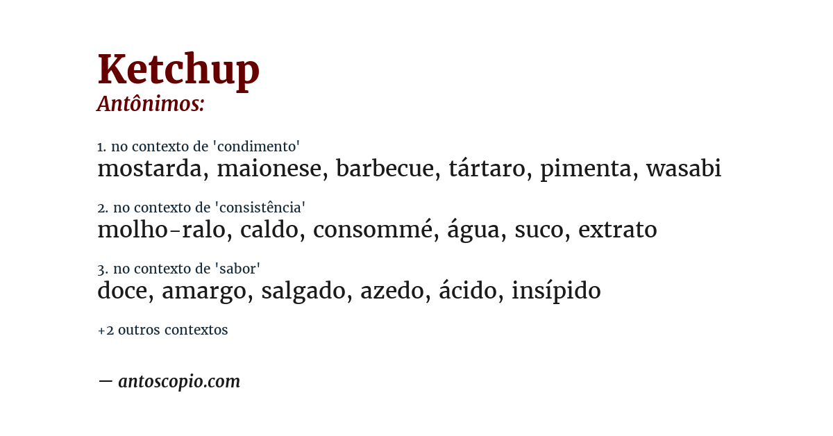 Antônimo de ketchup