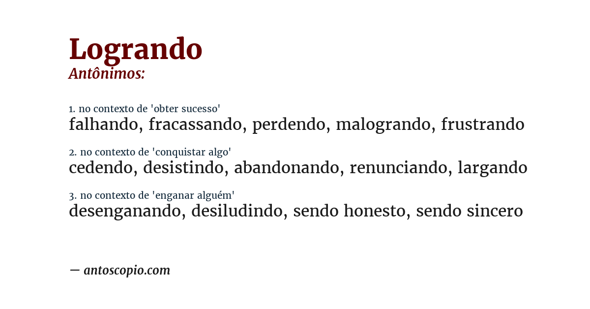 Antônimo de logrando