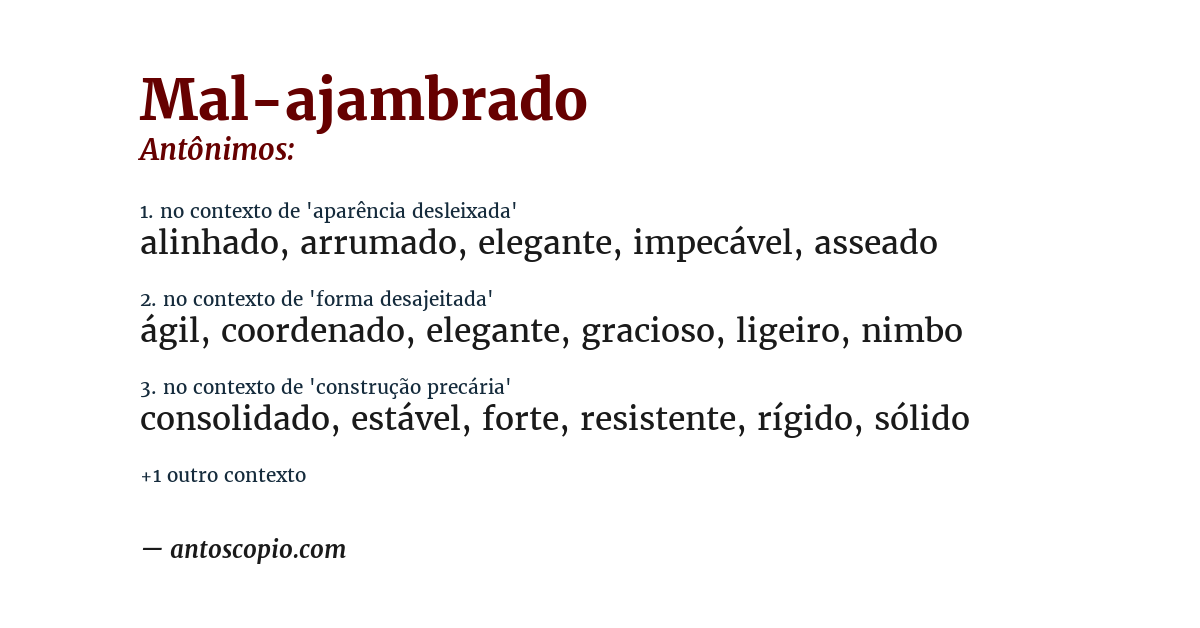 Antônimo de mal-ajambrado