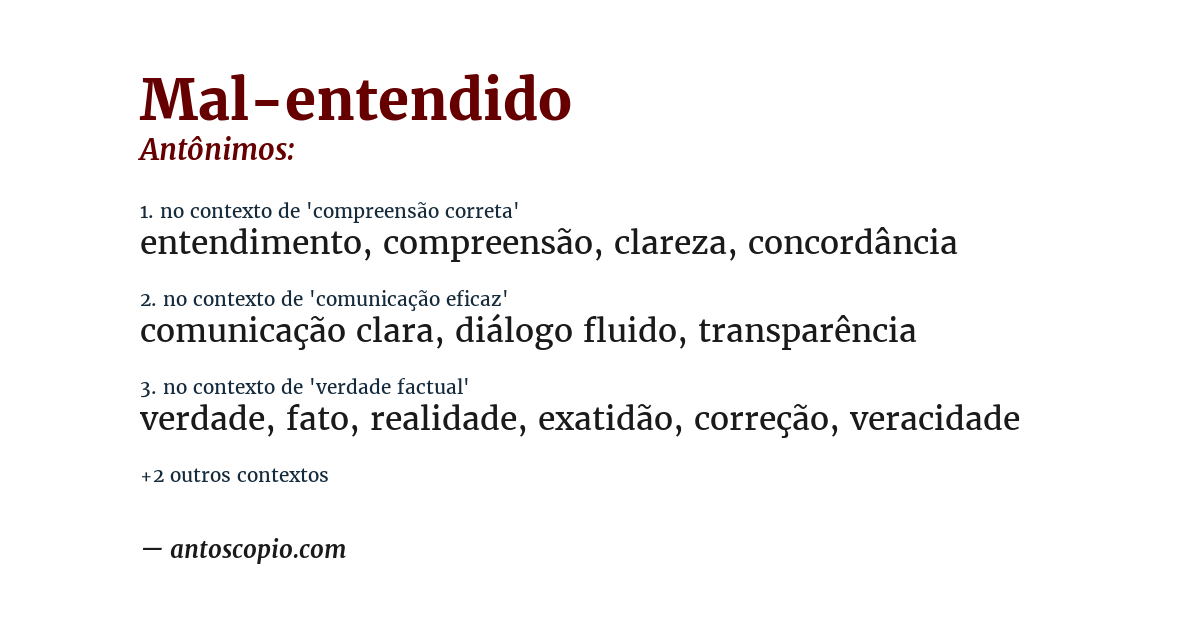 Antônimo de mal-entendido