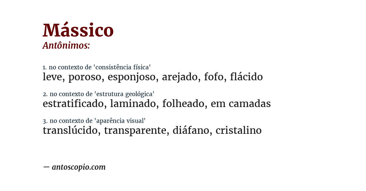 Antônimo de mássico