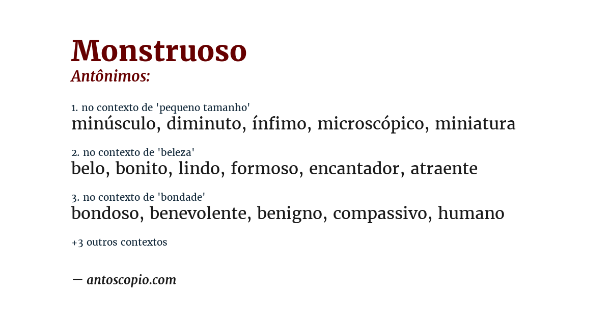 Antônimo de monstruoso