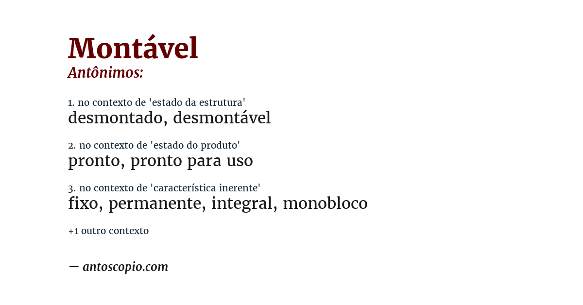 Antônimo de montável