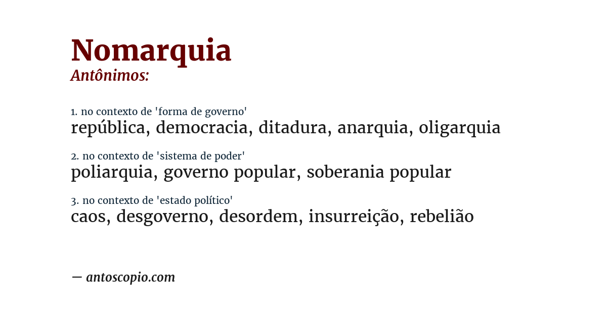Antônimo de nomarquia