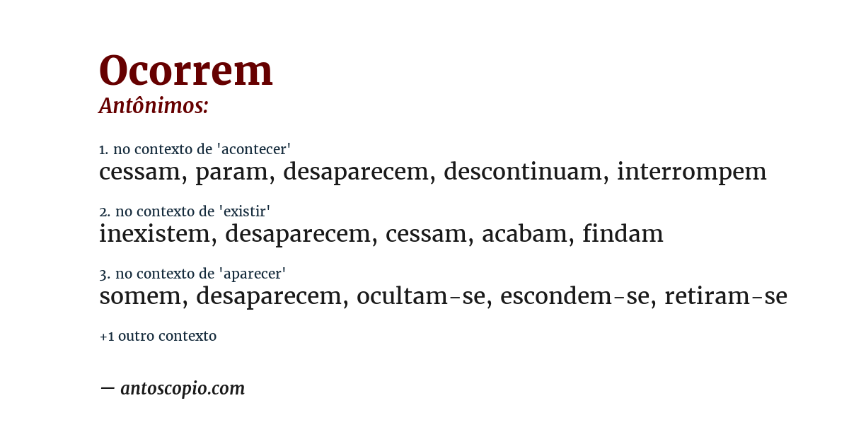 Antônimo de ocorrem