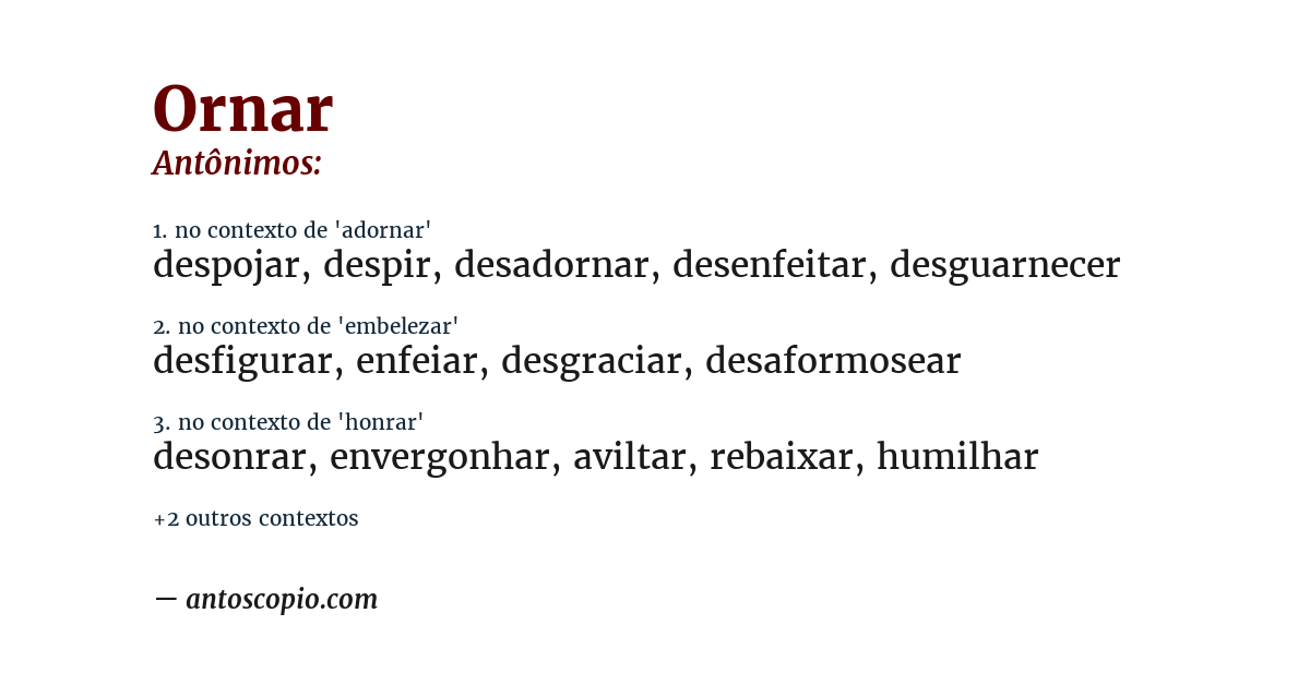 Antônimo de ornar