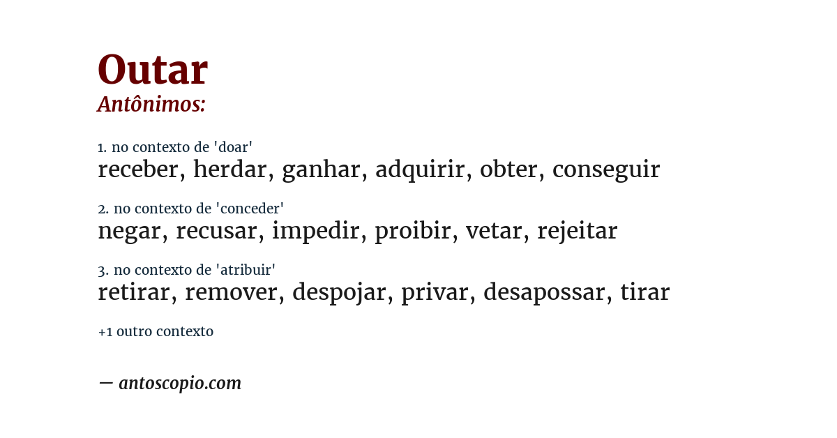 Antônimo de outar