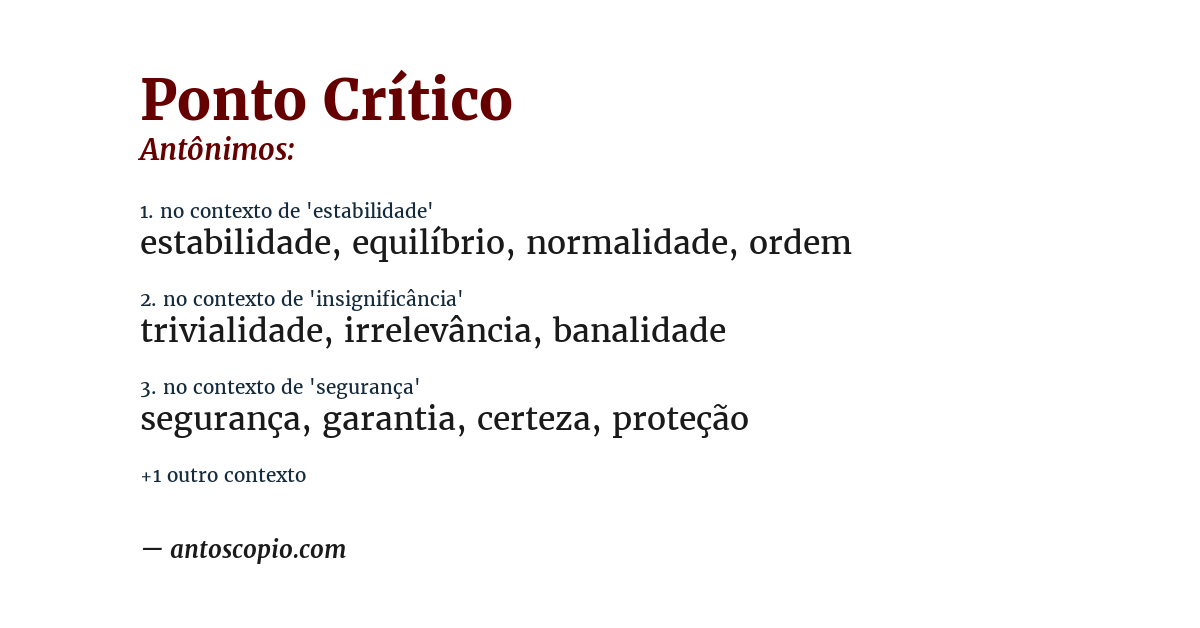 Antônimo de ponto crítico