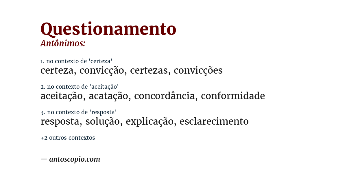 Antônimo de questionamento